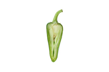 Green hot pepper isolated on white background