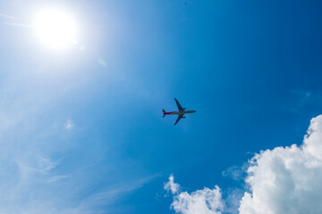 Fototapeta na wymiar Airplane over sky