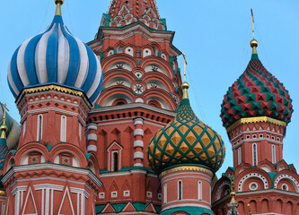 Fototapeta na wymiar Moscow, Russia - 06.24.2021: St. Basil cathedral cupolas