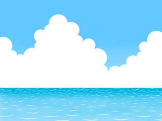 青空と海と白いもくもくの雲－入道雲－夏の空
