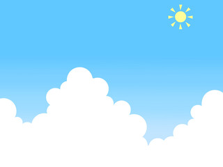 青空と太陽と白いもくもくの雲－入道雲－夏の空
