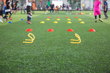 Children jump skill in Soccer academy