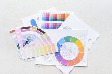 Paint color samples on white background