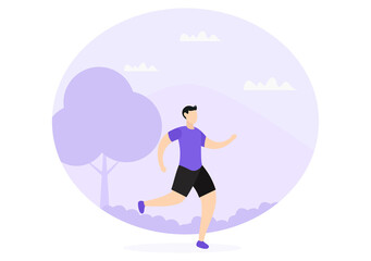 Jogging or Running Sports Background Illustration Men and Women for Active Body, Healthy Lifestyle, Outdoor Activities