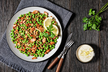 Lebanese warm lentil and peas salad on a plate