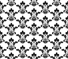 Flower geometric pattern. Seamless vector background. White and black ornament