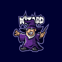 Wizard mascot logo design vector with modern illustration concept style for badge, emblem and t shirt printing. Smart wizard illustration.