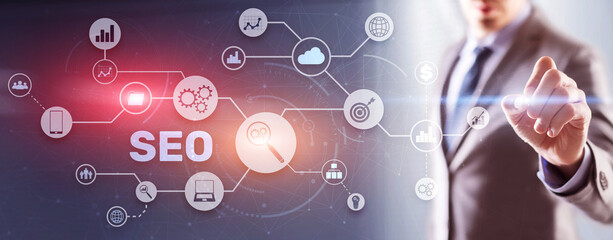 SEO. Search Engine Optimization. Information Internet Concept