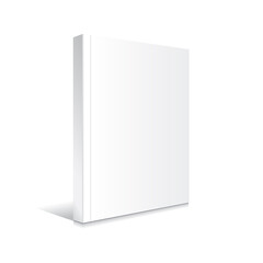 Blank white standing thin softcover book or magazine mockup template.