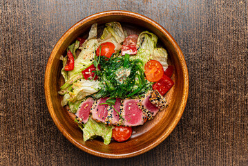 salad with tuna in the bowl