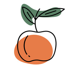 Abstract apple fruit. Contemporary art. Hand-drawn line art boho style.