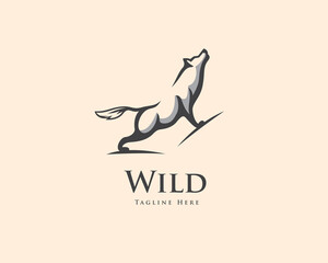 Full body wolf howling drawing art logo design illustration inspiration