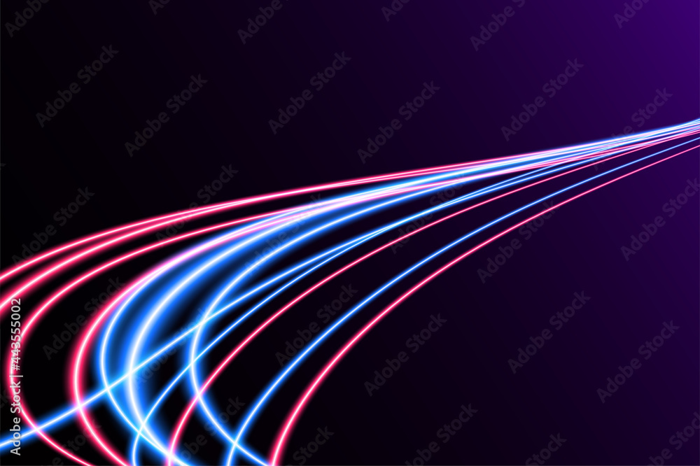 Poster abstract colorful light trails with motion blur effect. speed background. light concept design. vect