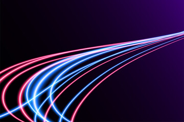 Abstract colorful light trails with motion blur effect. Speed background. light concept design. Vector illustration
