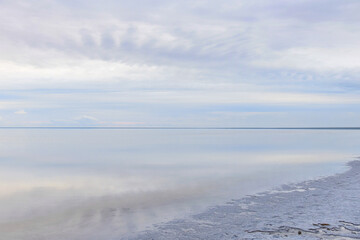 Salty beach of the Lake Elton