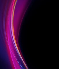 Vertical fractal neon wave on black background - obrazy, fototapety, plakaty