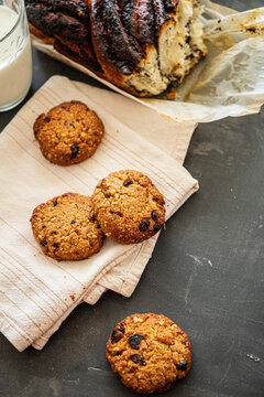 Traditional Gourmet Oatmeal Cookies On Table