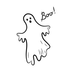 Black simple Halloween Ghost and lettering 