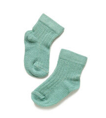 Baby socks on white background