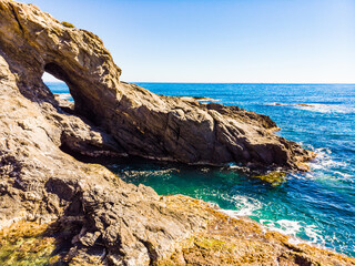 Fototapeta na wymiar Rocky coast of Villaricos, Almeria Spain