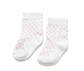 Baby socks on white background
