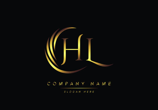 alphabet letters HL monogram logo, gold color elegant classical
