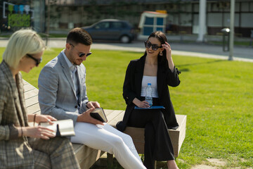 Sitting and talking about the business