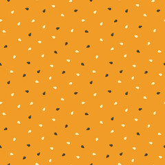White and black sesame seeds on a bun. Seamless pattern. Top burger with sesame seeds. Vector illustration on color background.