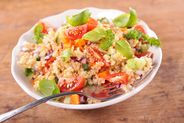 bulgur salad with vegetables and basil