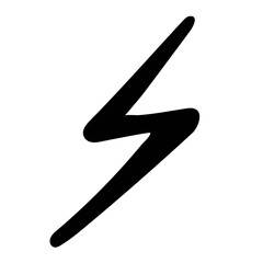 Lightning icon isolated on white background. Doodle image, hand-drawn. Vector illustration.
