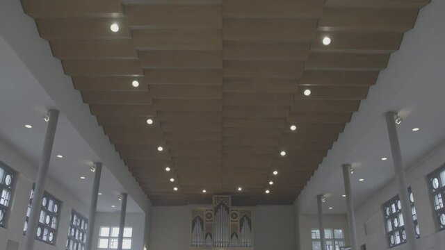 View into the empty Bruder Klaus church in Gundelfingen, Germany