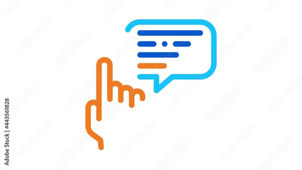 Poster human hand gesture pointing icon animation. color gesture and quote frame with text communication an