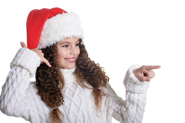 Portrait of smiling little girl with Christmas hat