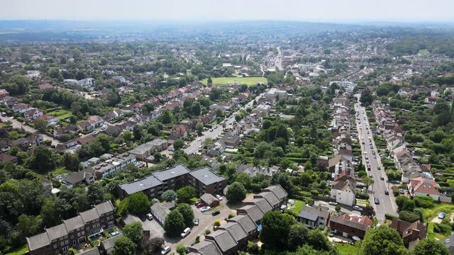 Loughton Essex streets and roads summer  4K Aerial footage