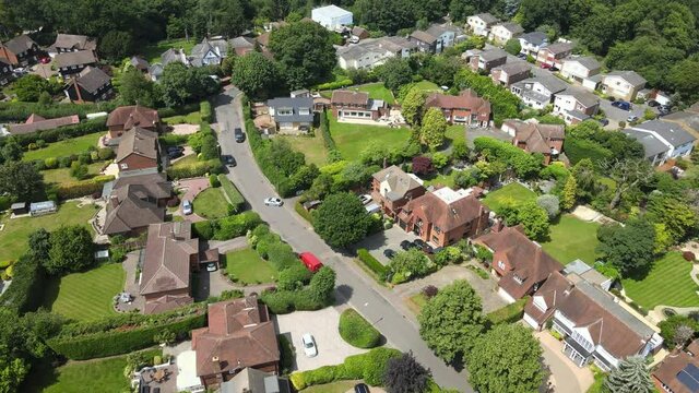 Loughton Essex streets and gardens 4K Aerial footage.
