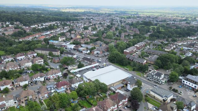 Loughton Essex town in summer  4K Aerial footage.