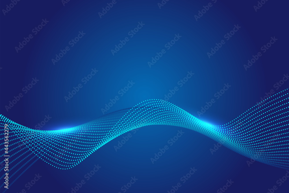 Poster composed of particles swirling abstract graphics,background of sense of science and technology.