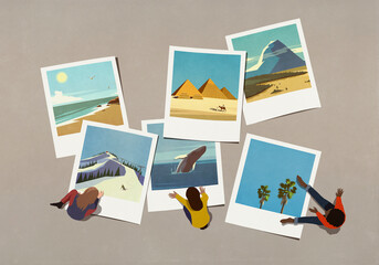 Friends enjoying travel photos
