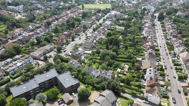 Loughton Essex high street  4K Aerial footage POV 4K