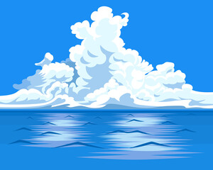 海上の入道雲のイラスト