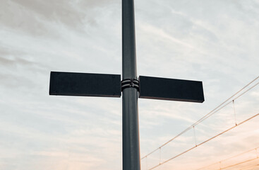announcement signs on the train station. concept of transportation in the city.