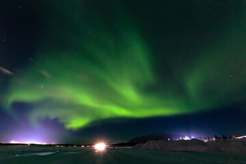 Northern Lights in Jukkasjärvi, northern Sweden