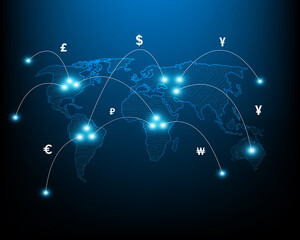 network of money transfers and currency exchange