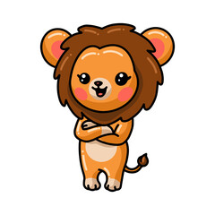 Cute little lion cartoon posing