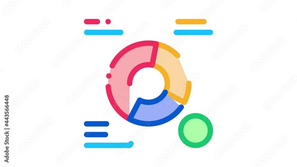 Poster growth round infographic icon animation. color statistician analytics diagram and text, plus mark an