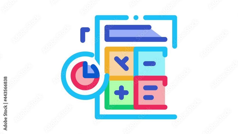 Aufkleber calculator for statistician icon animation. color calculator electronic device equipment for calcula