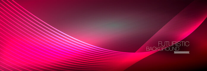 Abstract neon glowing light in the dark with waves. Shiny magic energy and motion concept, vector abstract wallpaper background