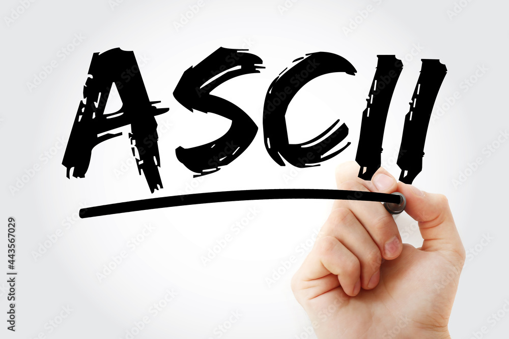 Poster ascii - american standard code for information interchange acronym with marker, technology concept b