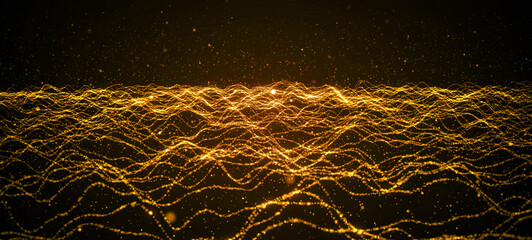 金のパーティクルの波。データの波。