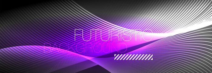 Abstract neon glowing light in the dark with waves. Shiny magic energy and motion concept, vector abstract wallpaper background
